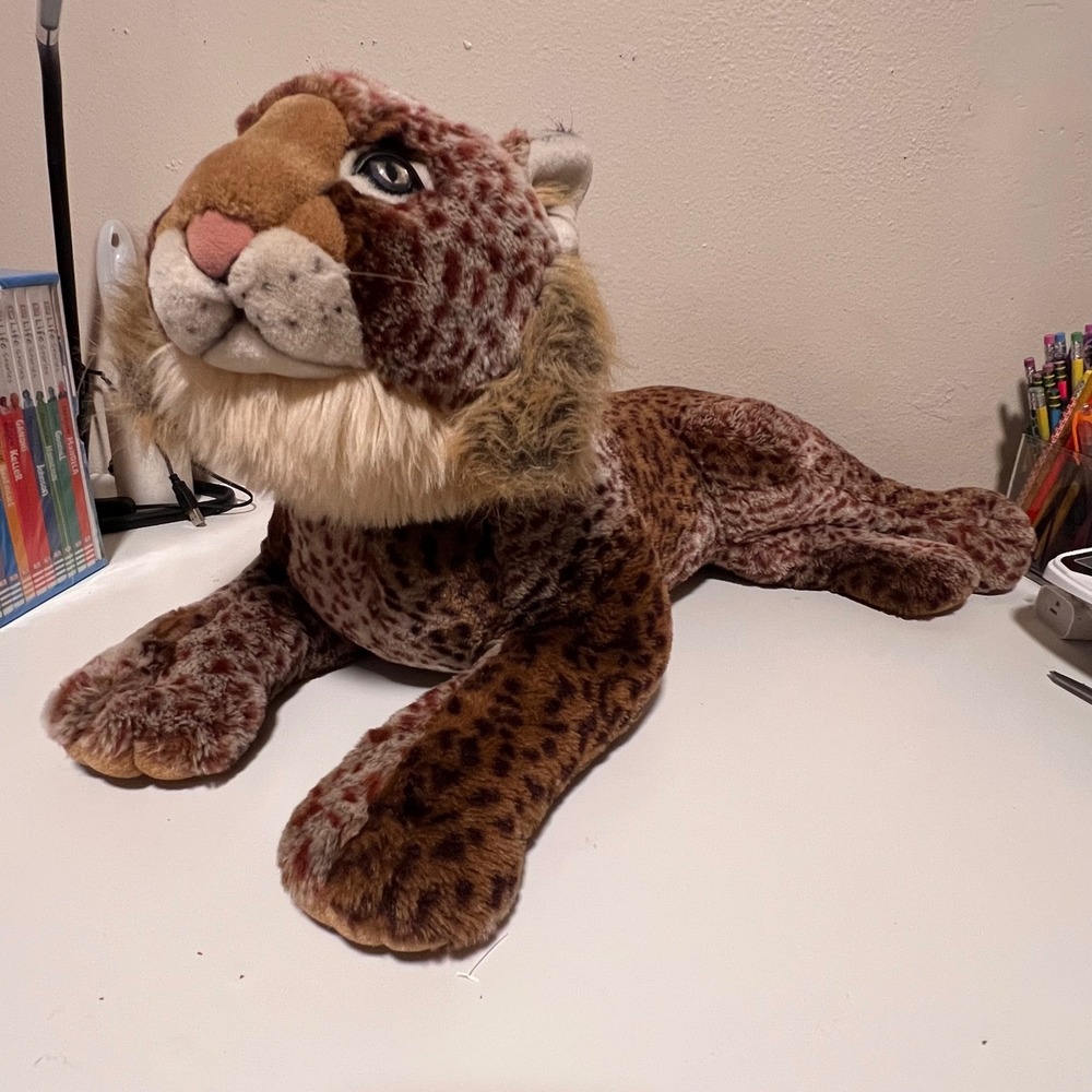 Lynx Large Spotted Plush Stuffed Animal Brown Tan Realistic Excellent Wild - Picture 2 of 13